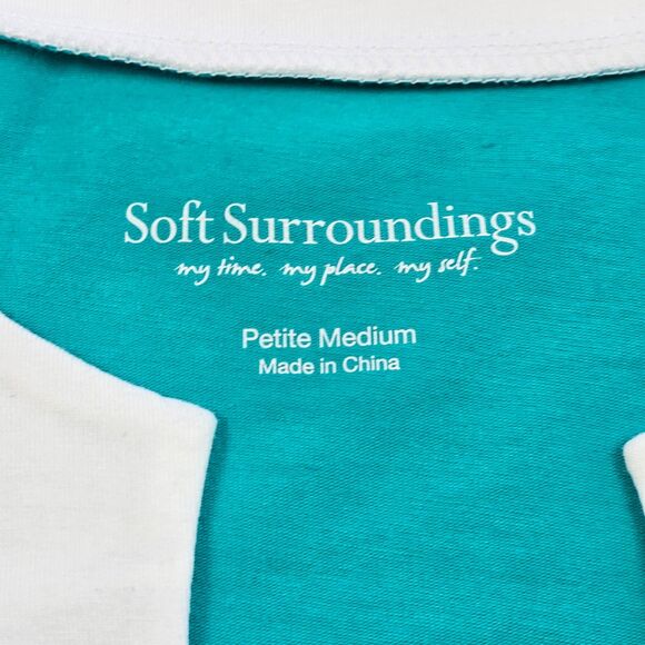 Soft Surroundings Women's Teal Tunic Top Size Petite Medium Excellent Condition - Picture 8 of 11